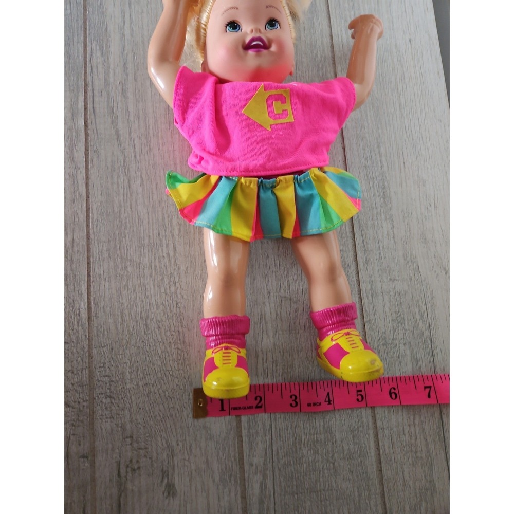 Mattel 90s Cheerleader Doll Blonde Hair Pink Shirt Colorful Skirt 14 Inch Toy - Picture 9 of 12